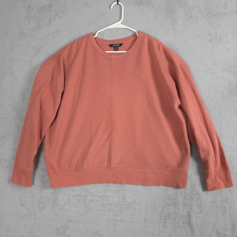 Lauren Ralph Lauren Sweatshirt Womens XL Pink Excellent Fleece LRL Pullover